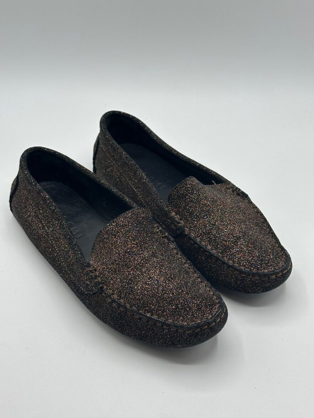 M. Gemi Women's Felize Driving Moccasin Loafers Glitter Chestnut Finish Size 36
